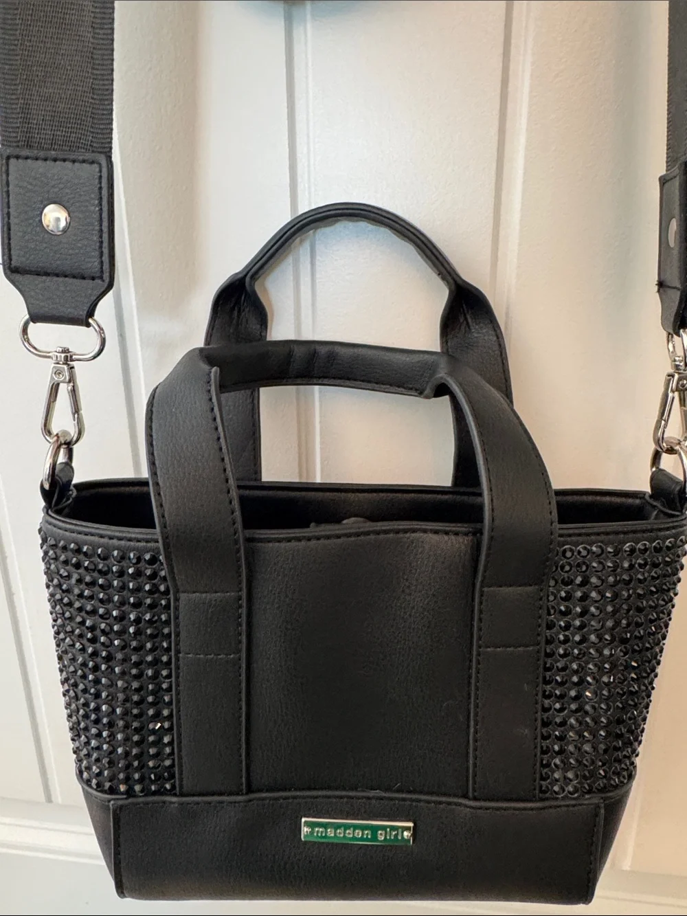 Madden Girl Black Crossbody Bag with Detachable Strap and Mini Pouch